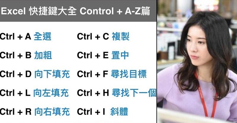 小资必学「excel快捷键」懒人包 ctrl a-z「功能全曝光」轻松ko各种